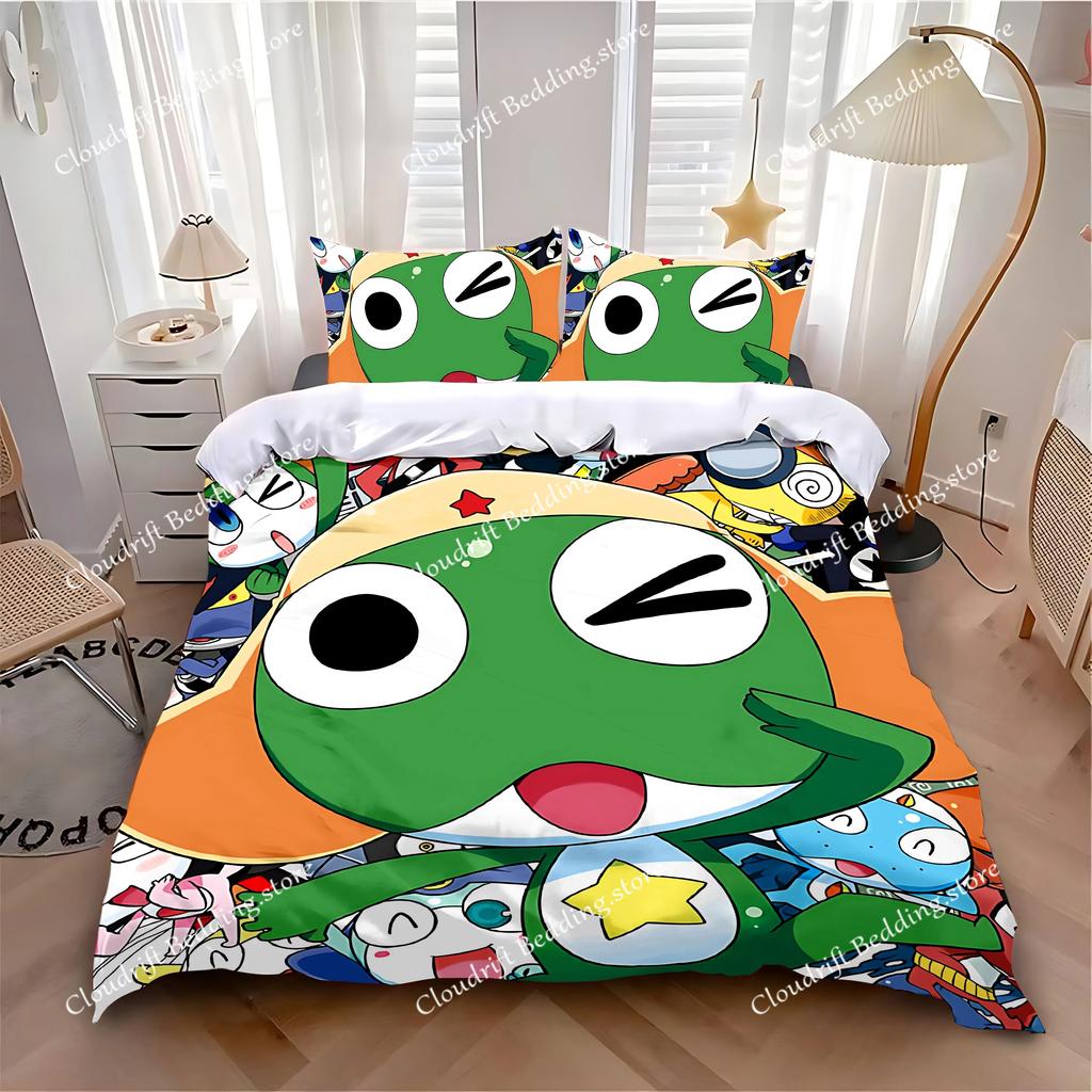 Housse de couette taie d'oreiller parure de lit Grenouille Sergent Chaude Décoration Chambre Adulte Garçon Fille Enfants Simple Double Grande Taille