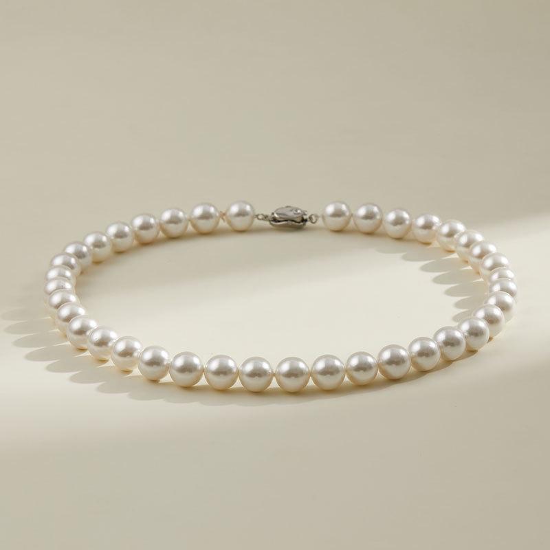 Baroque Shell Pearl Necklace and Bracelet Set - High-End Copper Accessories for Autumn/Winter