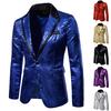 Charm Men's Casual One Button  Fit Suit  Coat Jacket Sequin Party Top