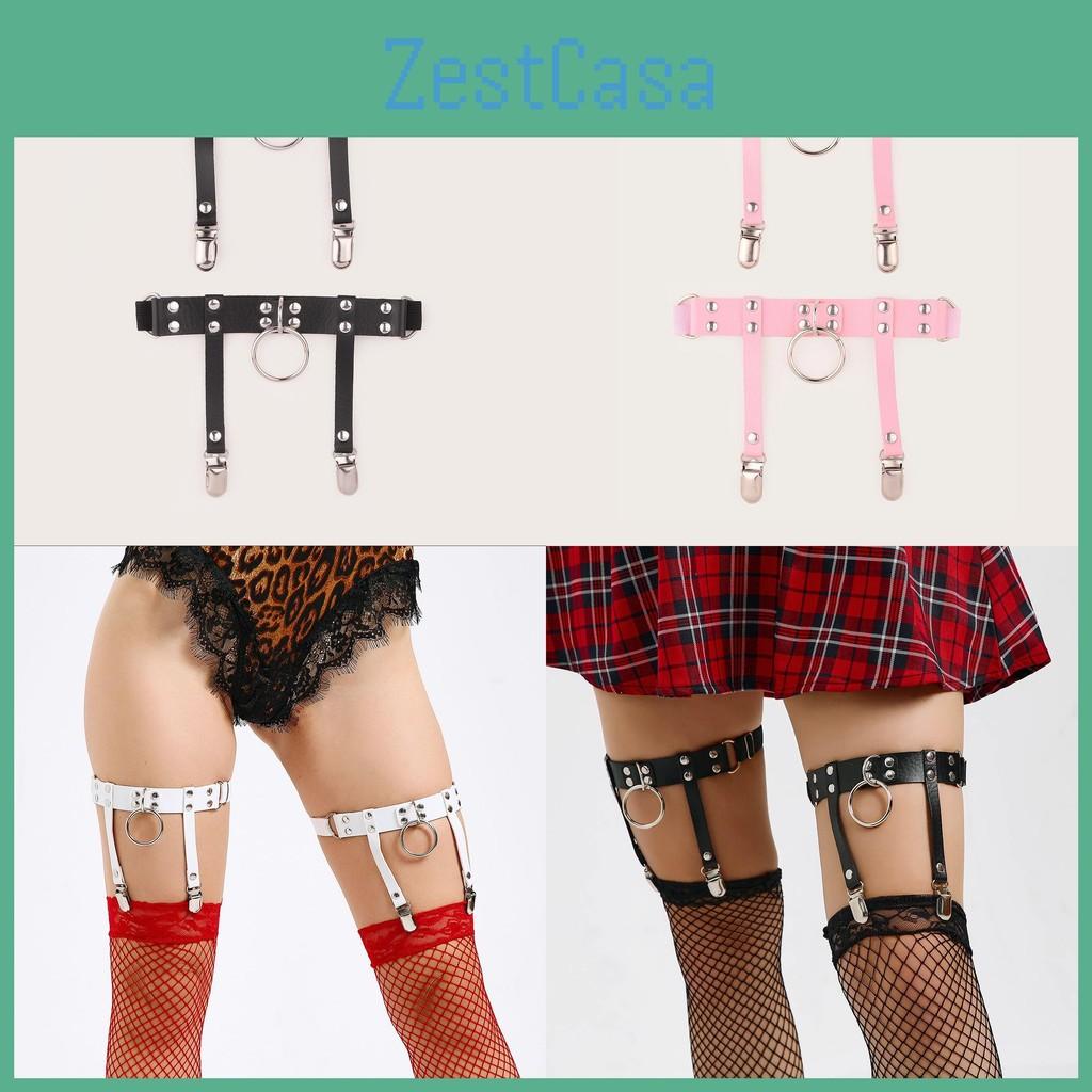 Punk Ladies Style Leg Ring With Metal Leather Y2k Fetish Garters For Wear Party