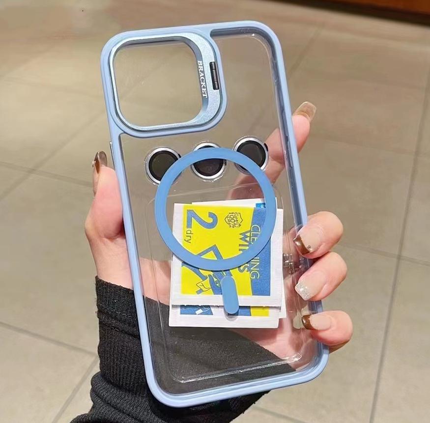 Luxury Magnetic Shockproof Phone Case For iPhone 16 15 14 13 12 11 Pro Max 14 15 16 Plus Funda Stand Glass Lens Protection Cover