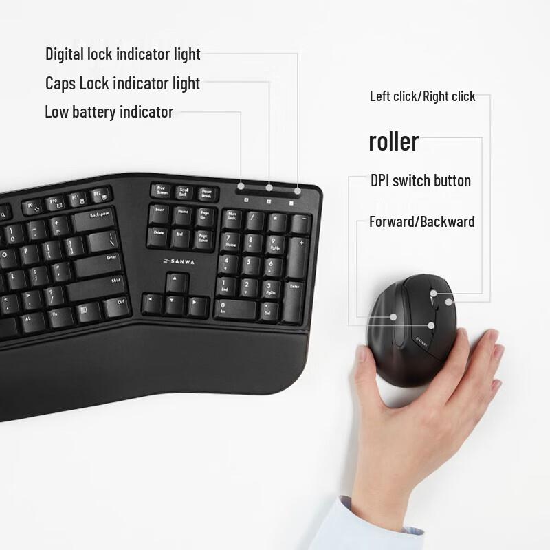 ShanYe Ergonomic Wireless Keyboard and Mouse Set