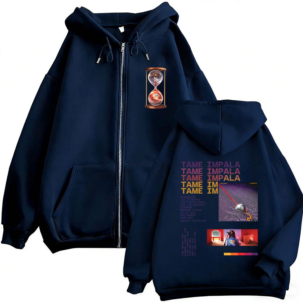 Rock Band Tame Impala Music Album Cover Graphic Zipper Hoodie Currents Print Zip Up Hoodies Men Women Fashion Oversized Jacket