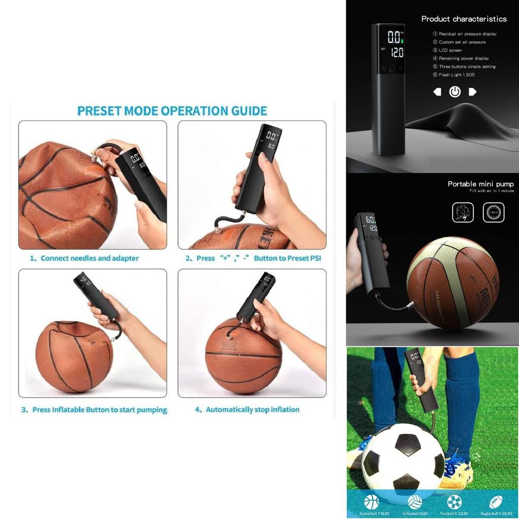 Portable Mini Car Air Pump For Wireless Tire Inflation With Built-in Led Light And Usb Charging