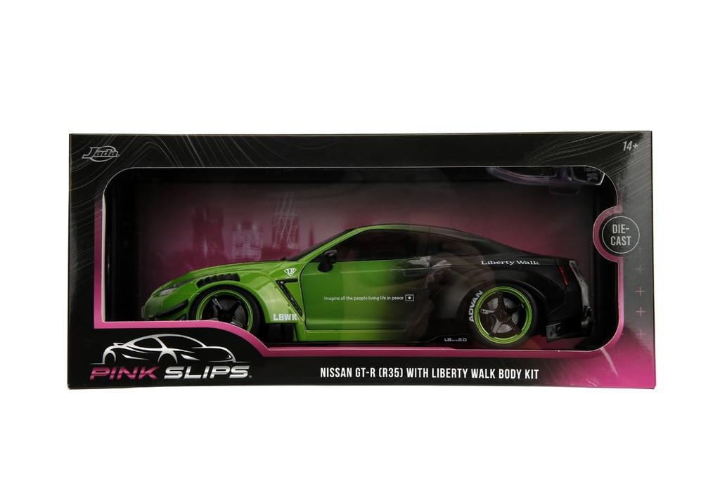 Kyosho Jada Toys PINK SLIP Series Scale Nissan Liberty Walk Finished Model JADA35724 1/18 GT-R (R35) Green/Black