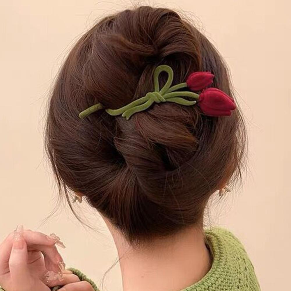 

Бархатная заколка-краб для волос Тюльпан с жемчугом винно-красная фестивальная модная заколка крабы для волос для женщин элегантные заколки для хвостика аксессуары