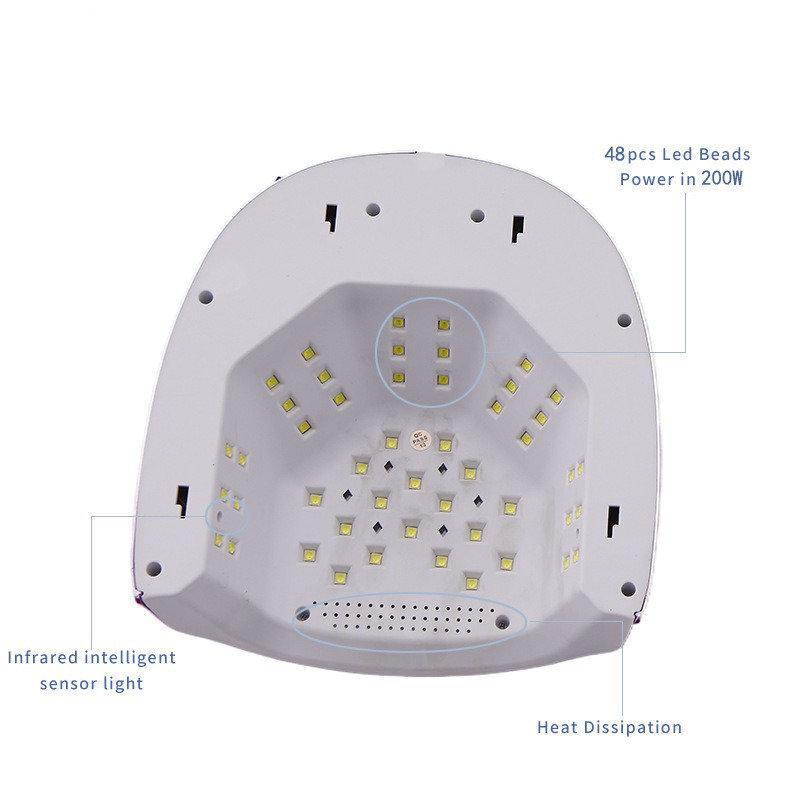 200W Portable Rechargeable Nail Gel Curing Lamp for Salon and Home Use
