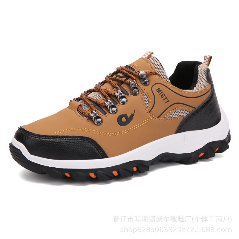 Spring and autumn large size outdoor hiking shoes men's travel shoes running shoes front lace-up color matching hiking shoes men's breathable