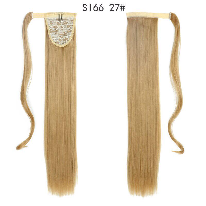 LISI HAIR Dlouhé rovné zavinování kolem klipsy do culíku Prodlužování vlasů tepelně odolné syntetické umělé vlasy s pony ocasem