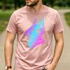 Cyan Pink Gradient Protogen Furry Robot Head TShirt Cotton Short Sleeve Neon Futurism Fursona Casual Unisex Graphic Tees