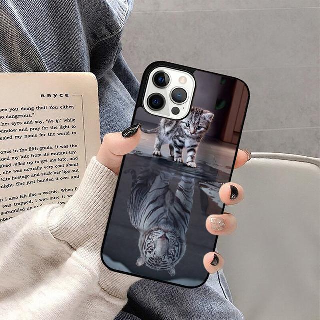 

Animal Big Cat Kitten Tiger Phone Case For iPhone 17 Air 14 13 12 16Pro Max 15 Plus Max Cover Shell coque iPhone 16pro