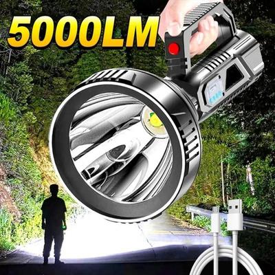 LED Flashlight Handheld Spotlight USB Rechargeable Lamp Waterproof Strong Light Torch for Hiking Camping Emergency Lamps