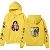 Attack On Titan Levi Ackerman Hoodie Unisex Fleece Sweatshirt, Front Character Print, Back Wings Logo, Japanese Sleeve Text, Autumn Winter Pullover