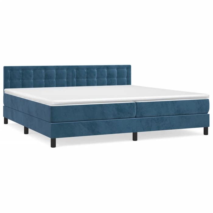 VidaXL Lit à sommier tapissier et matelas Bleu foncé 200x200cm Velours - Modèle 3141567