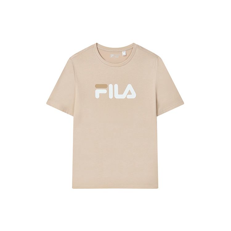 

Fila Sports Casual Large Logo Short Sleeve T-Shirt Unisex Tops Beige Khaki F51U228199F-DK S
