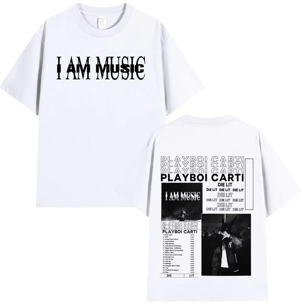 Rapper Playboi Carti I AM MUSIC graphics 100Cotton music Tshirt Men 2026 New Summer Hip hop unisex Short sleeve shirt fan gifts