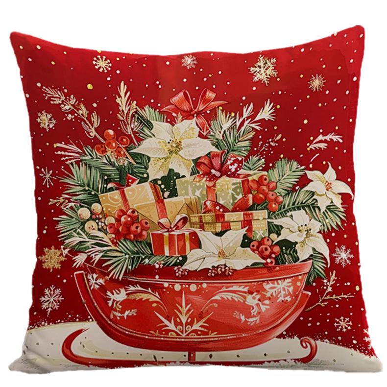 Новая Рождественская Полиэстеровая Наволочка - Праздничный Декор для Дивана в Гостиной и Наволочка для Подушки в Спальне 45*45cm (without pillow insert)