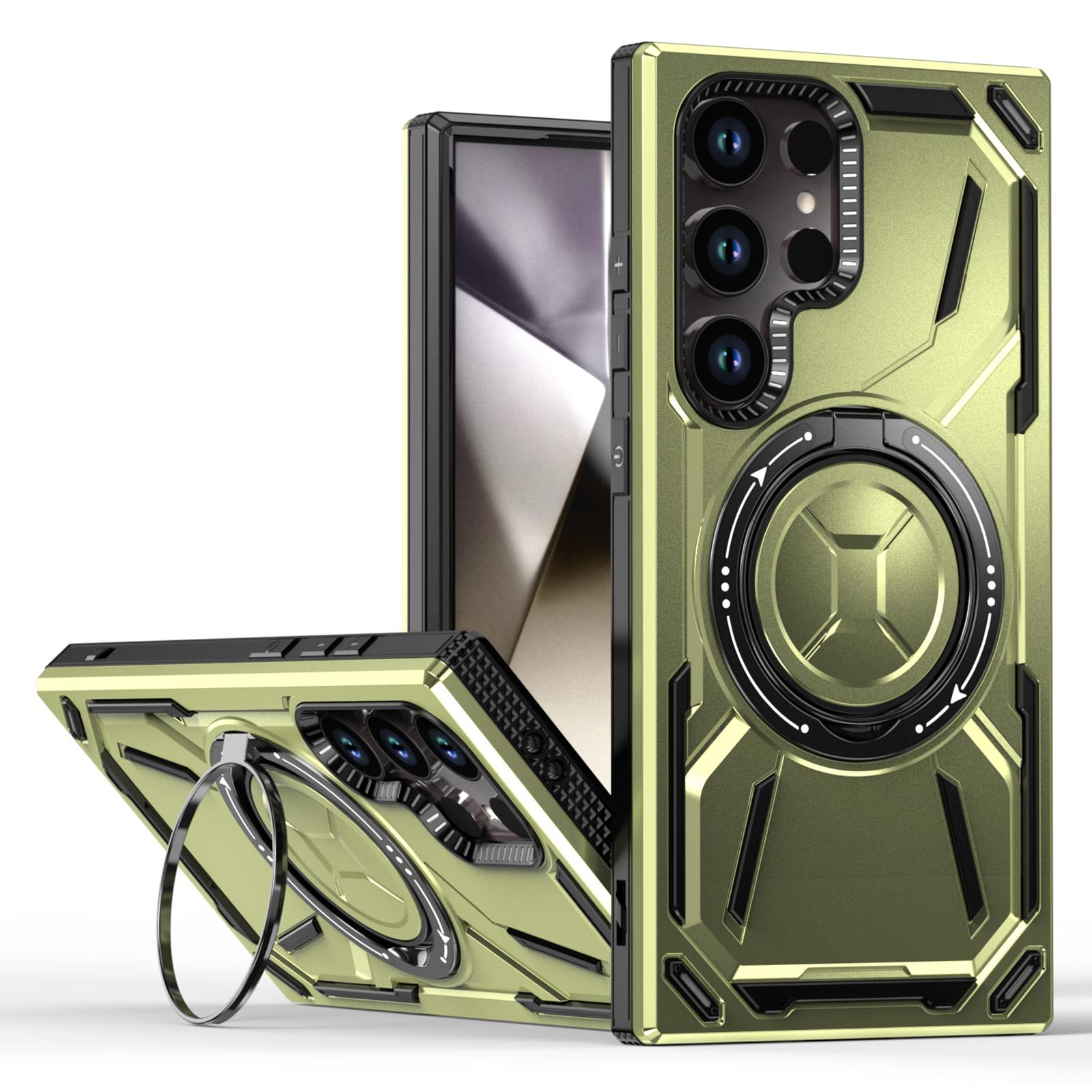 

Чехол-подставка для Samsung Galaxy S24 Ultra из ТПУ+ПК, чехол для телефона, совместимый с MagSafe Army Green