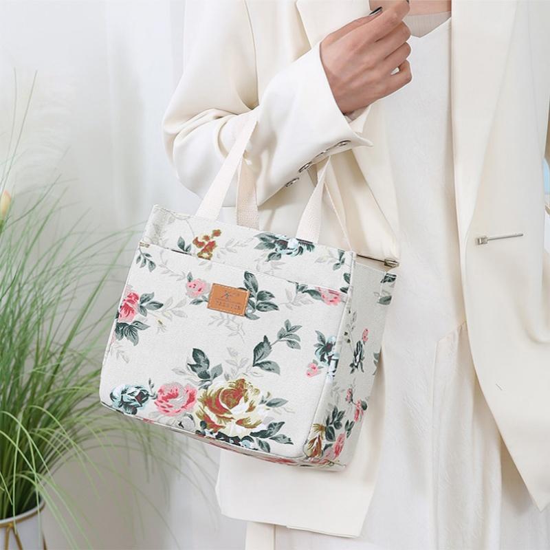Thickened Large-Capacity Tote Bag Insulated Lunch Box Bag Outdoor Camping Lunch Canvas Bag Handbag for School Work Travel Picnic