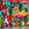 6-Piece Cactus Honeycomb Ball Decoration Desert Party Decoration Mexican Style Cactus Set