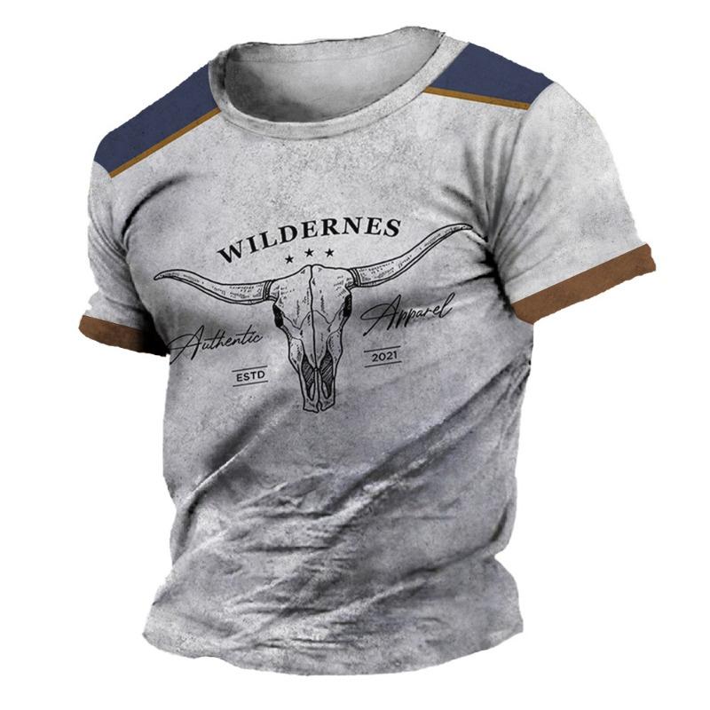 Vintage Herren T-Shirt Yellowstone 3D-Druck Harajuku Kurzarm T-Shirt Casual Streetwear Lockerer Pullover Tops Übergröße Kleidung
