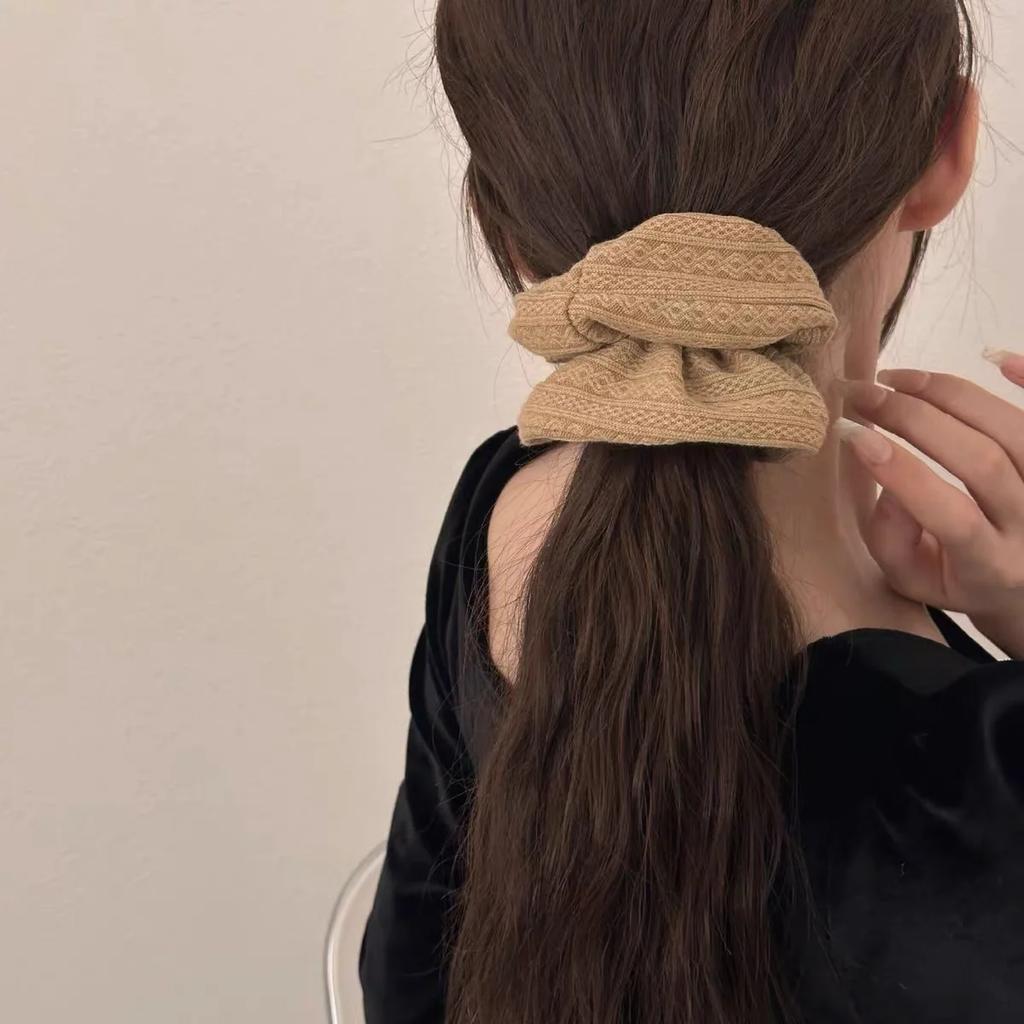 11cm Korea Vintage Knitted Scrunchie Women Girls Elastic Hair Rubber Band Accessories Tie Hair Ring Rope Headdress Headwear