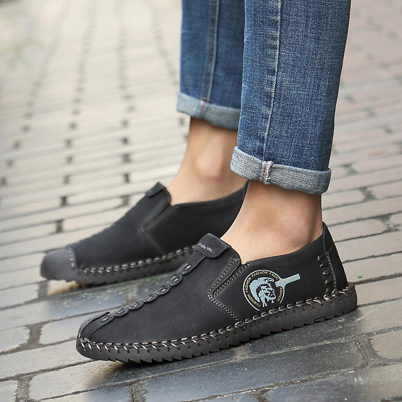 Large Size Leather Shoes 38-47 Men's Moccasin Casual Shoes Handmade Leather Shoes Men's Loafers