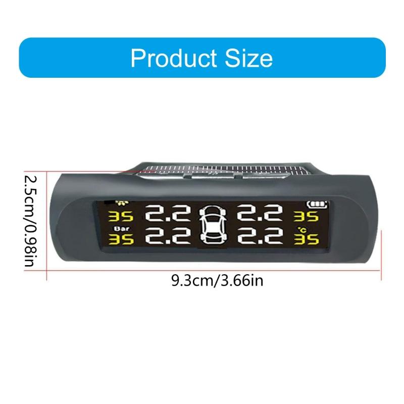 Wireless External Tire Pressure Monitoring System Color Screen Solar USB Double  Charging Vehicles Tire Pressure Monitor
