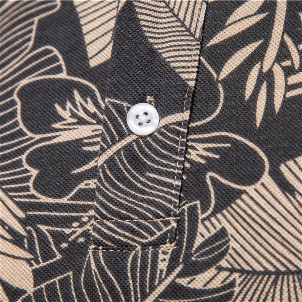 AIOPESON Hawaii-Stil, 100 % Baumwolle, Poloshirts für Herren, kurzärmelig, hochwertiges Blatt-gedrucktes Herren-Poloshirt, T-Shirt, Sommershirt für Herren