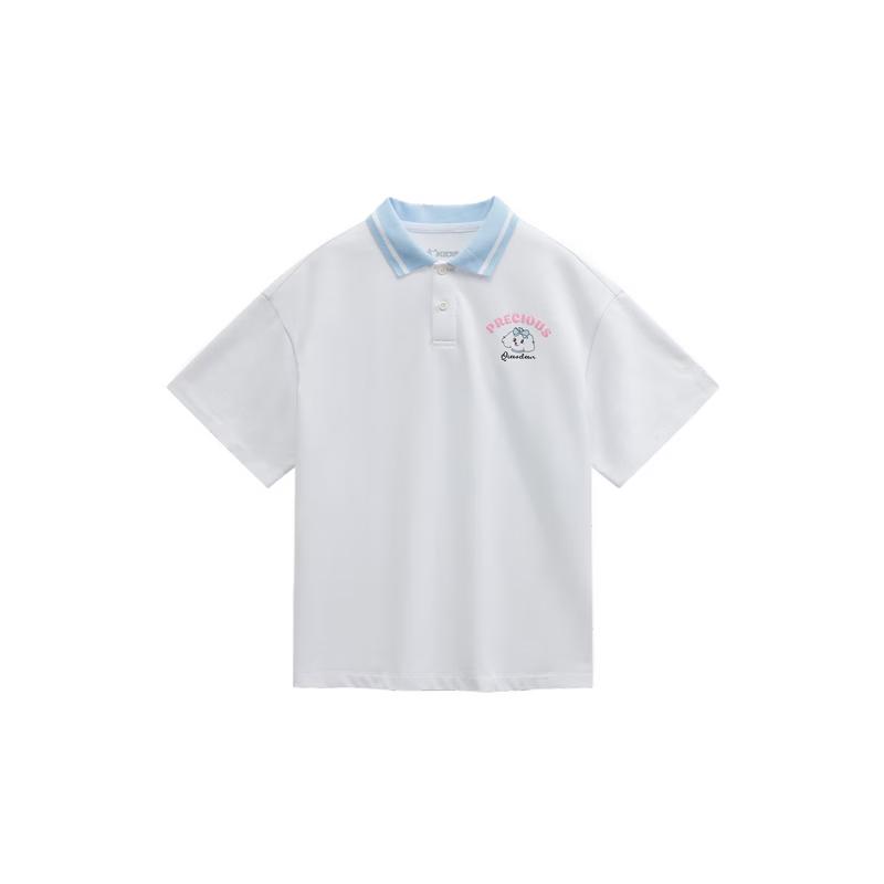 QIAODAN Girls' Polo Collar Short Sleeve T-Shirt
