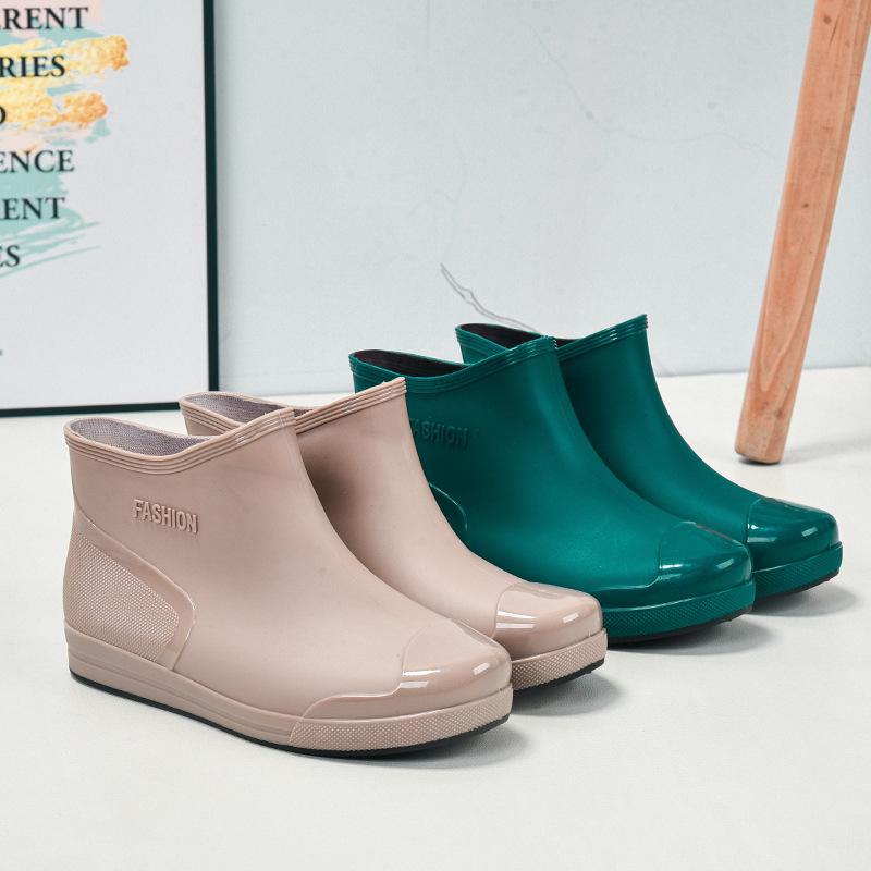 Women's Short Rain Boots - Non-Slip, Waterproof, Fashionable Low-Top Shoes for Outdoor Wear - Comfortable and Trendy.