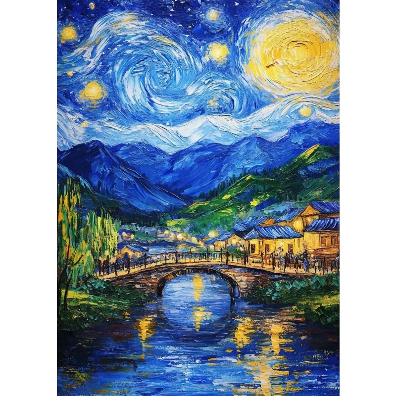 Abstract Van Gogh Landscape Poster Sydney Opera House Starry Night Prints Canvas Painting Wall Art for Home Living Room Decor