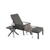 Chaise longue de jardin avec coussin en coton, chaise longue de piscine réglable en aluminium antirouille, grise (1 pièce)