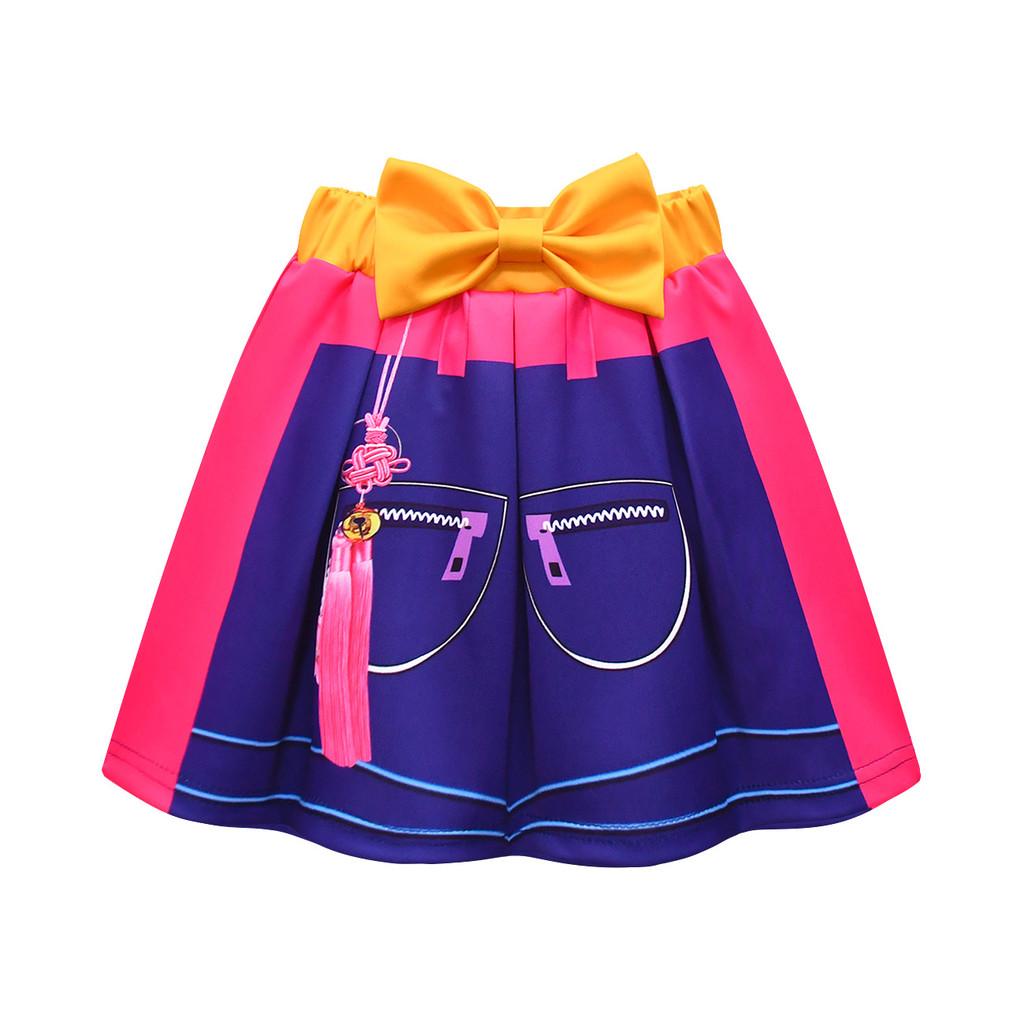 Kinder Mädchen Anime Cartoon POP Sängerin Superstar Print T-Shirt Rock Tasche Set Outfit Rollenspiel Halloween Cosplay Kostüme