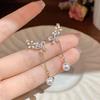 S925 Silver Crystal Butterfly Earrings with Pearls - Elegant Tassel Design for Women