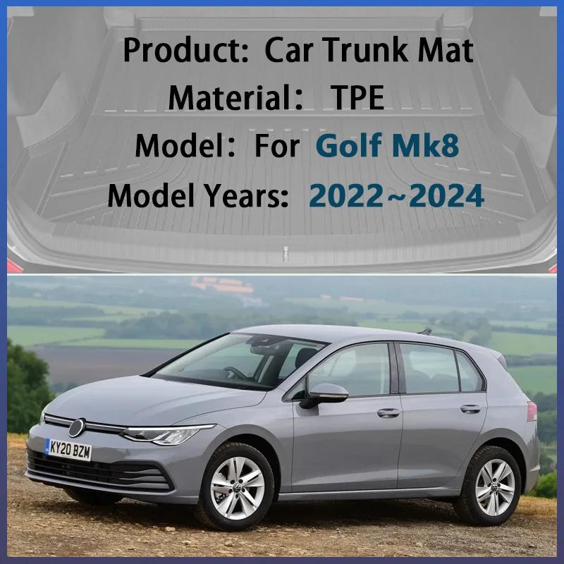 Waterproof Car Trunk Mat For Volkswagen VW Golf 8 Mk8 2022 2023 2024 Anti-scratch Rubber Material Storage Carpet Pad Accessories