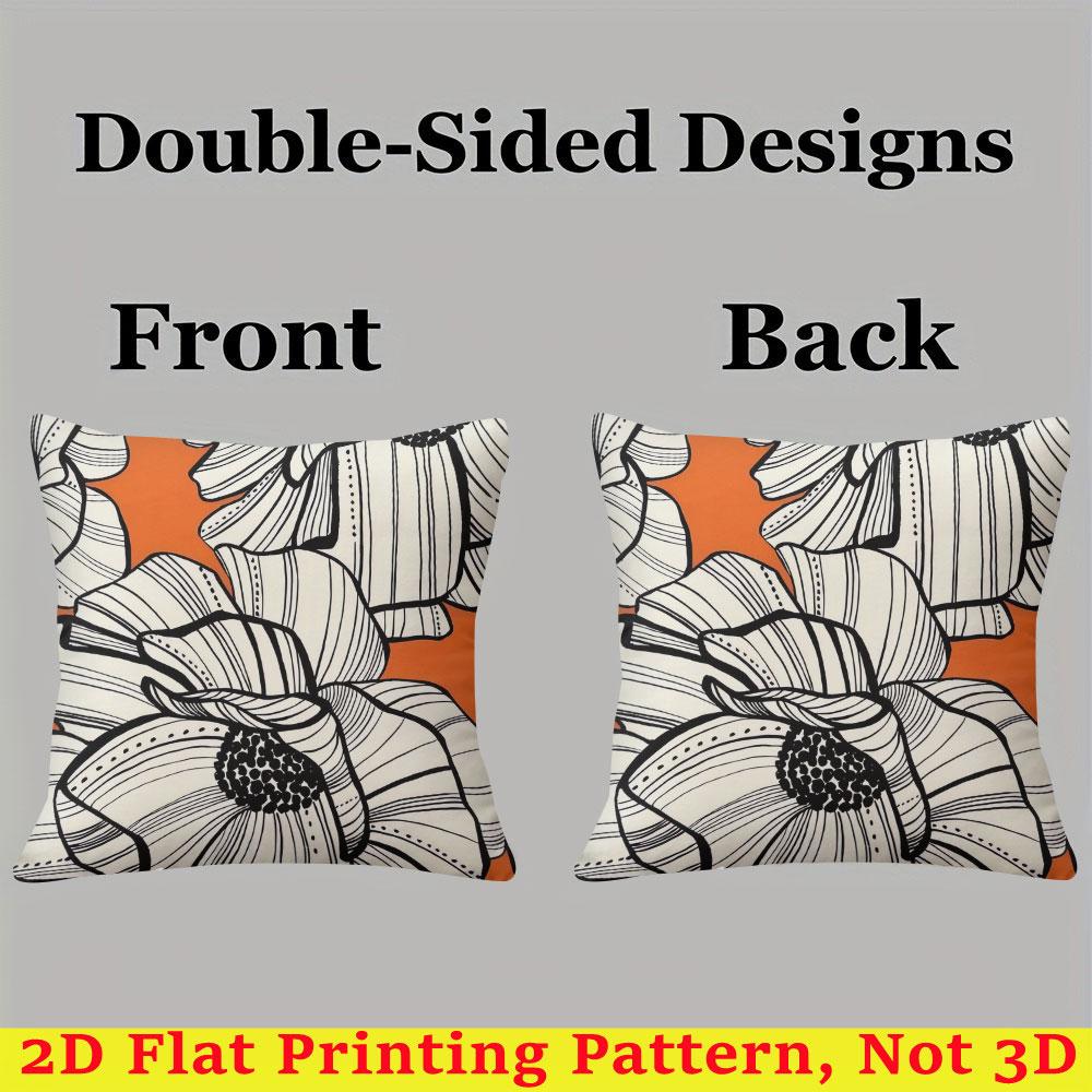 Orange Flowers square Jacquard Pillow Cover for Sofa Office Waist Cushion Cover Home Decorative Pillowcase