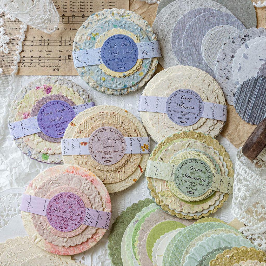 Retro Round Paper Pieces: Versatile Light Color Series for DIY Decoration