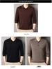 2025 Winter Machine Washable 100% Wool Men's Lapel Sweater - Warm, Solid Color, Versatile Casual Wear for Middle-Aged Dads