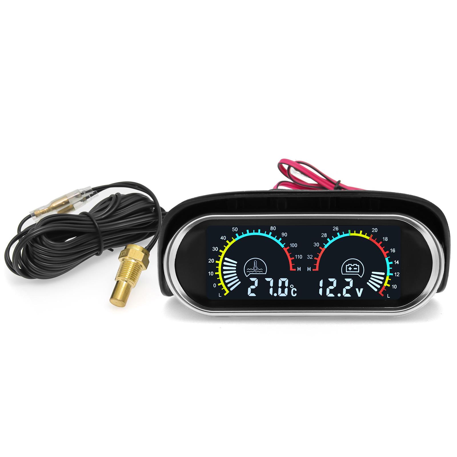 

AD 2in1 LCD Digital Voltmeter + Water Temp Gauge Car Water Temperature Meter + Water Temp Joint Pipe Sensor 10mm Thread Sensor