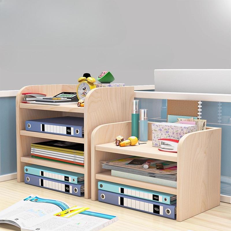 Modern Office Desk Organizer Multilayer Document Holder Bookshelf Storage Rack Workspace Paper Tray Station