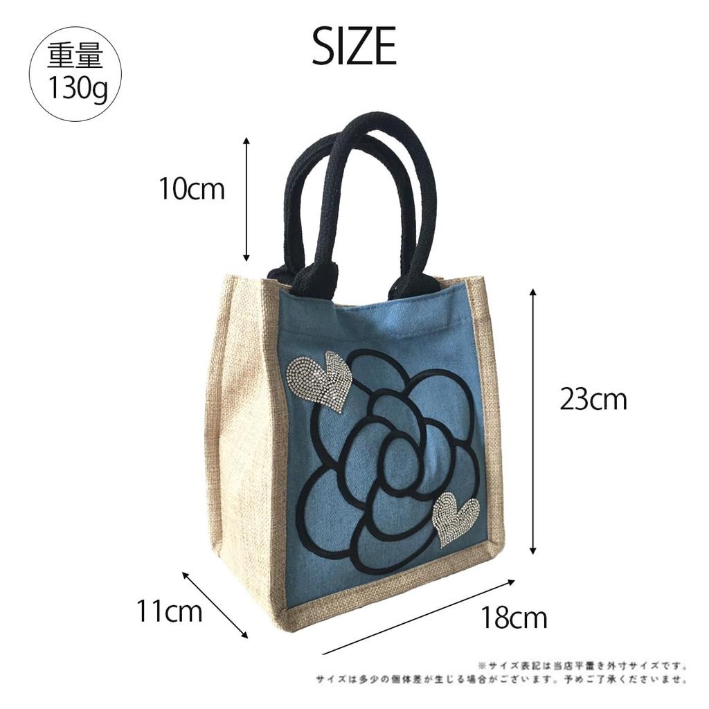 DIVA Rose Jute Bag for Women, Camellia Design, Stylish Linen Tote Bag, Basket Bag, Summer, Small, Lightweight Handbag, Camellia Jute Tote Bag (Light