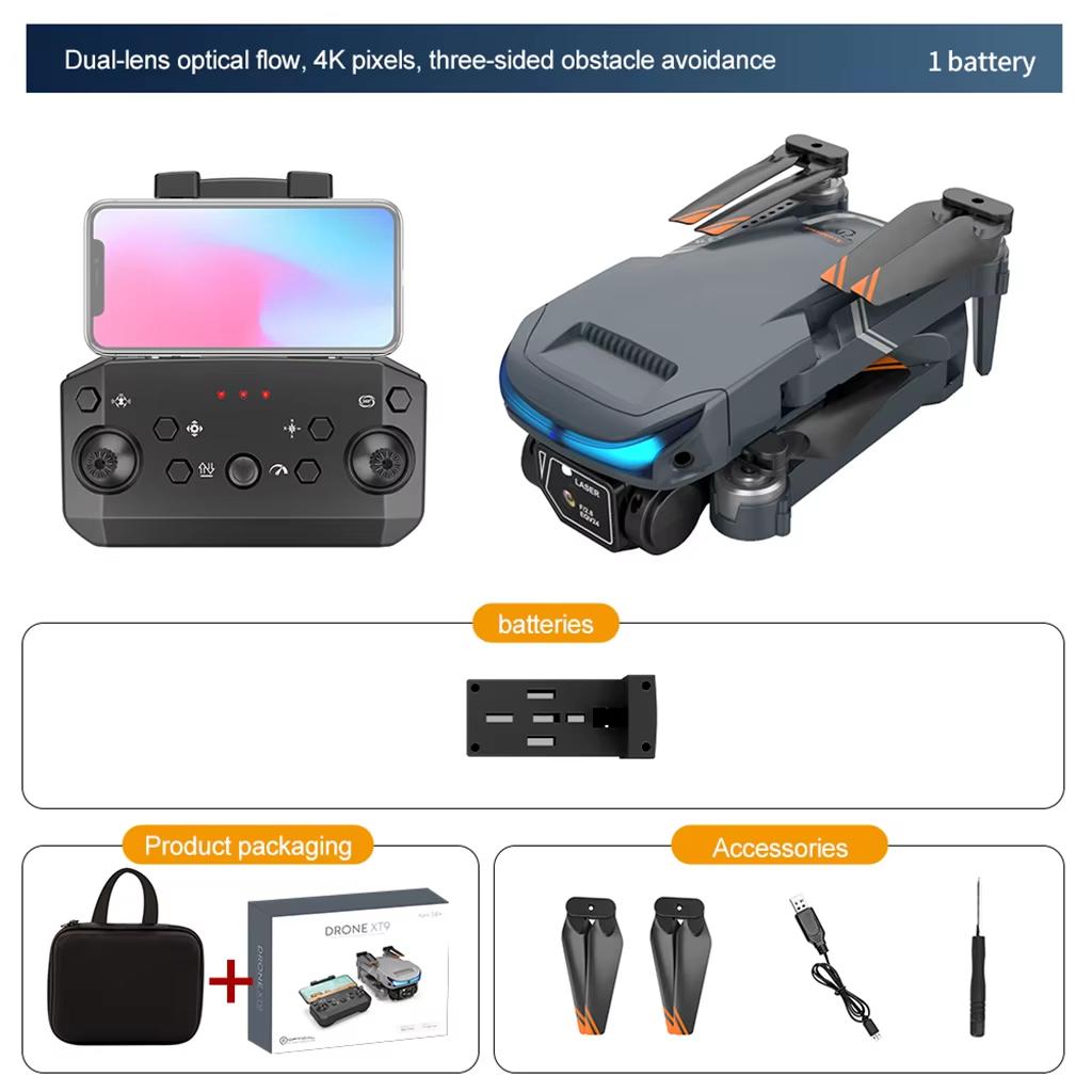 New XT9 Drone 4K Dual HD Camera 360 Degree Obstacle Avoidance 5G WiFi Mini Drone Remote Control Quadcopter Toy Gift