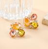 Pinkdudu Bohemian Style Fashionable Colorful Rhinestone Earrings  European American Full Rhinestone Flower Earrings PD2188