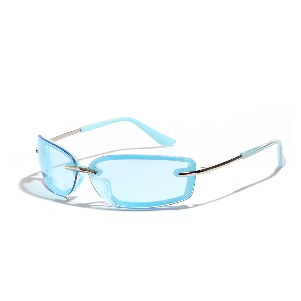 Glasses Square Candy Color Futuristic Sunglasses Women'S Semi-Metallic Dopamine Wearing Sunglasses