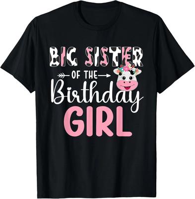 Hermana Mayor de la Cumpleañera Vaca de Granja Camiseta para Niña del Primer Cumpleaños