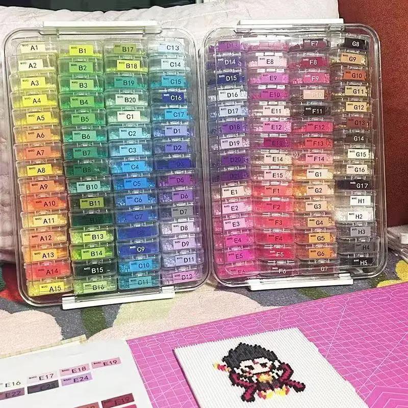 Large Capacity Fuse Beads Organizer 60 Small Boxes Clip Closure Bean Storage Box Multi-Functional 221 Color Labels
