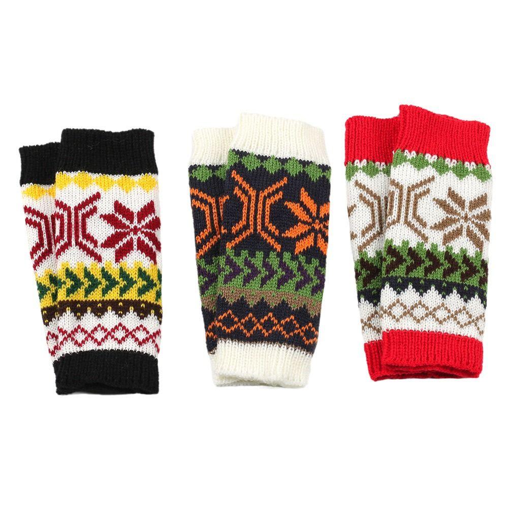 Festive Christmas Snowflake Women's Fingerless Gloves Writing Typing Winter Wrist Warmers Punk Gothic Rock Knit Half Mittens
