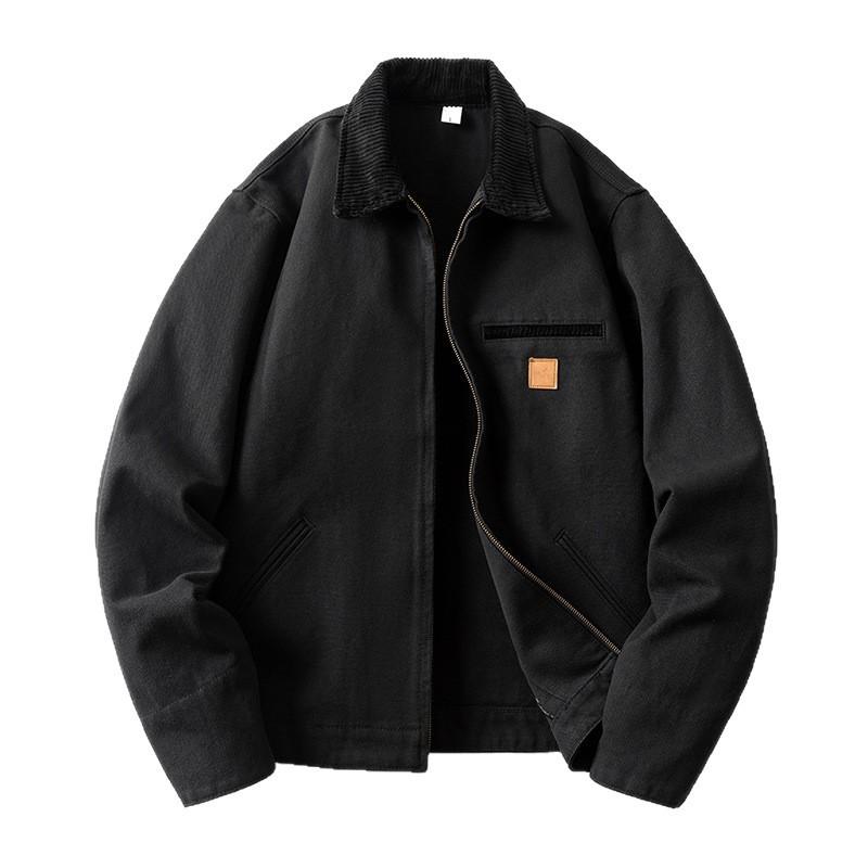 Veste en jean décontractée unisexe Automne Coupe ample Fermeture éclair Sans capuche Streetwear Avec design Color Block