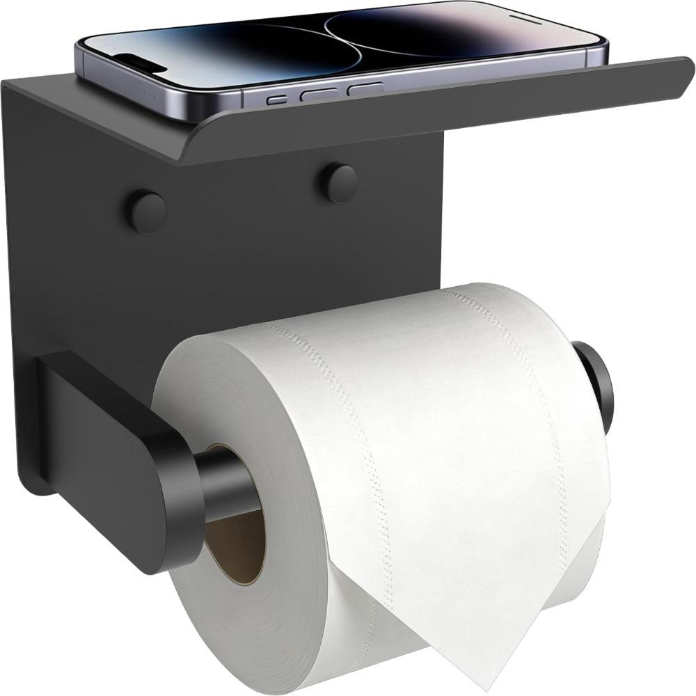 Stainless Steel Toilet Paper Holder Rustproof Bathroom Storage Shelf  Commercial Use чёрный